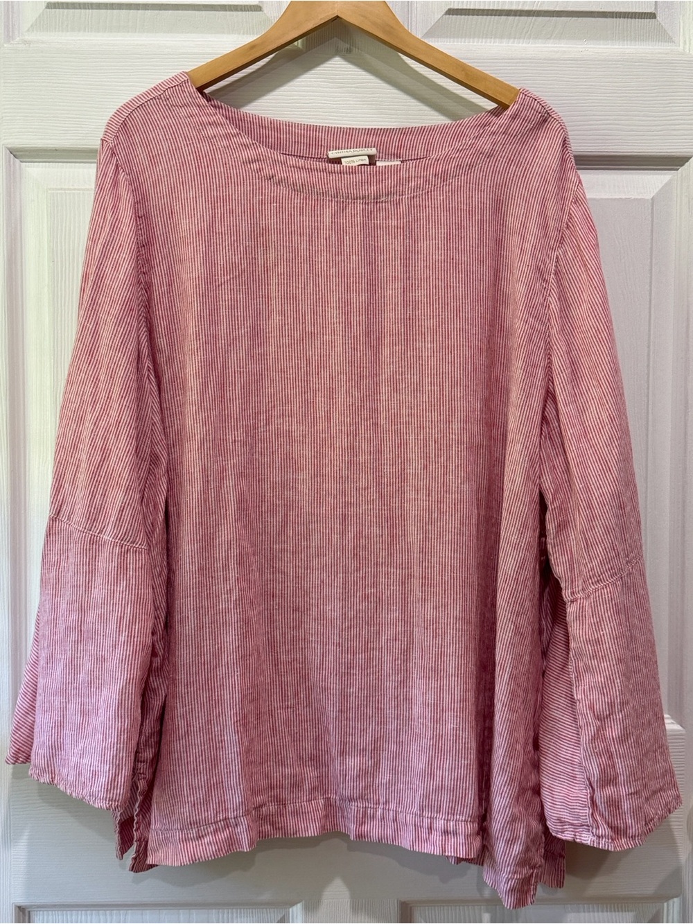 Cynthia Rowley 3X Red and White Pinstripe Blouse